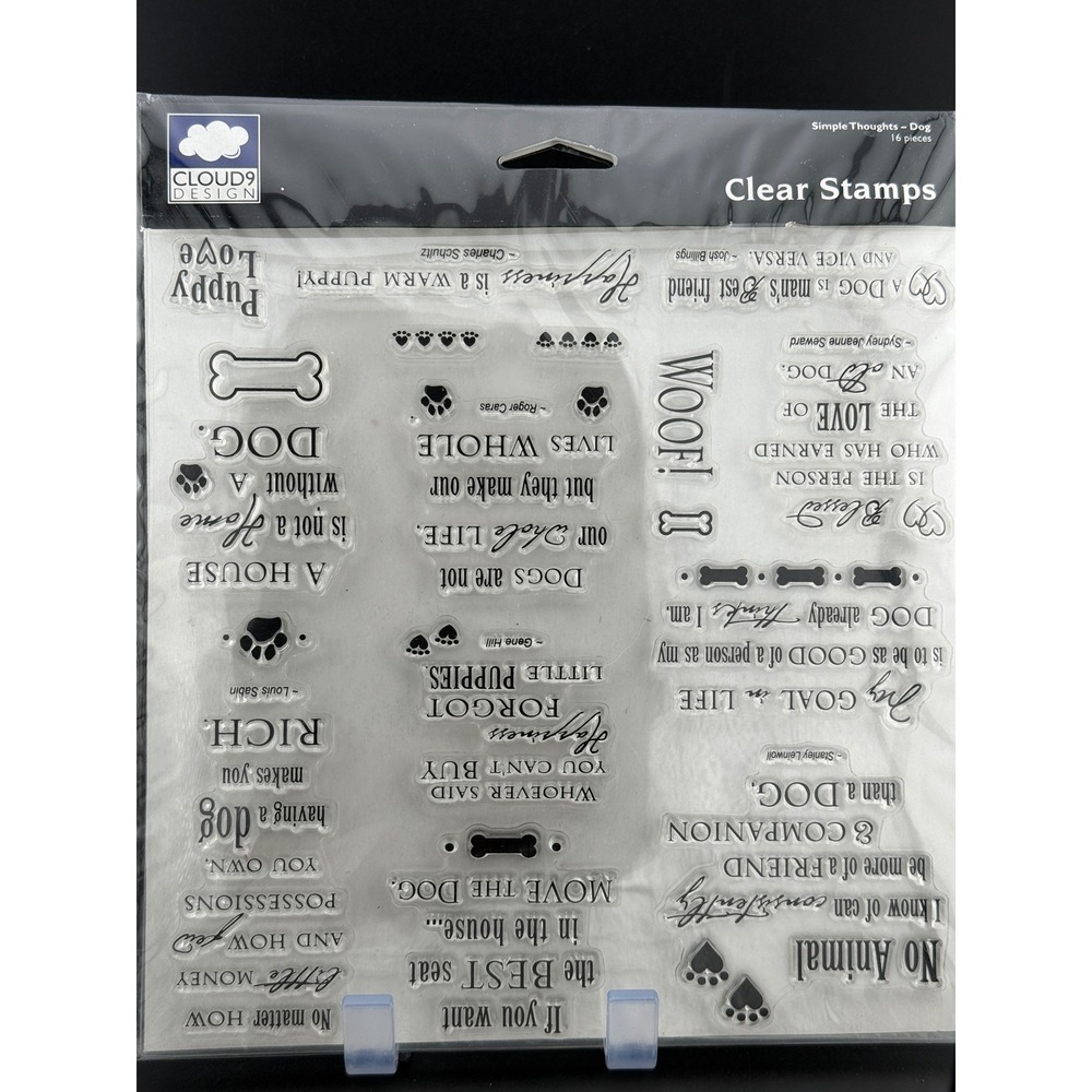 Cloud 9 Design Simple Thoughts Dog Clear Stamps 16pc Fiskars 01-002281 Scrapbook